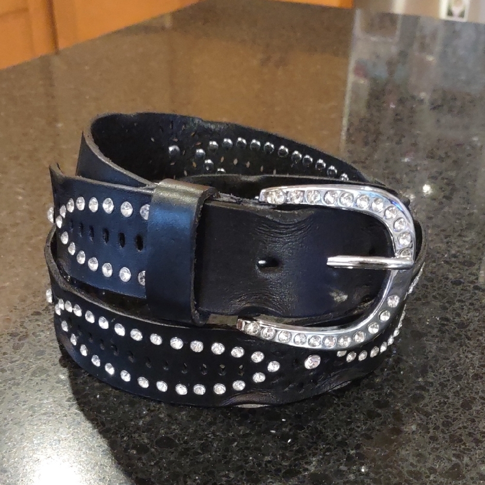 BKE | Genuine Leather Rhinestone Embellished Black 🖤 Belt